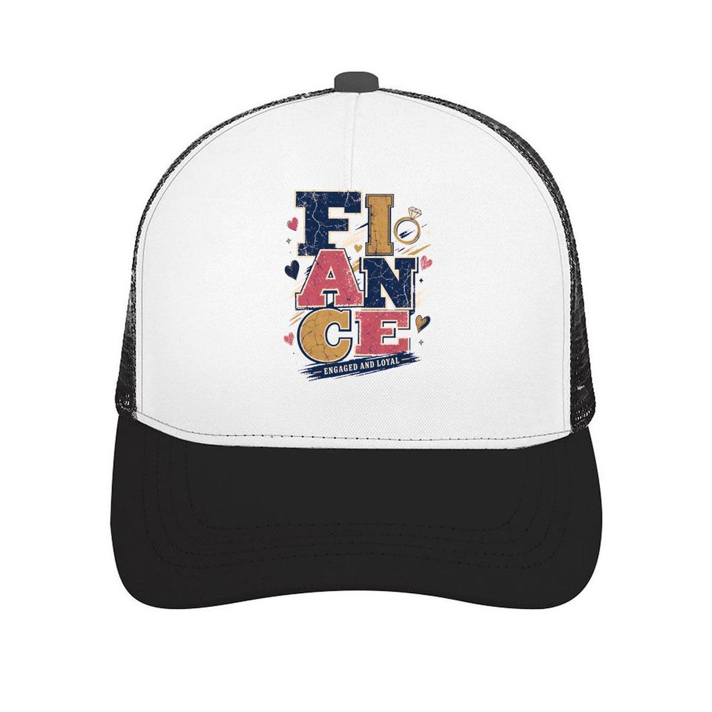 Proud Fiance Distressed Love Typogra Mesh Baseball Cap Casual Hat Outdoor For Womens Unisex FeUnisex