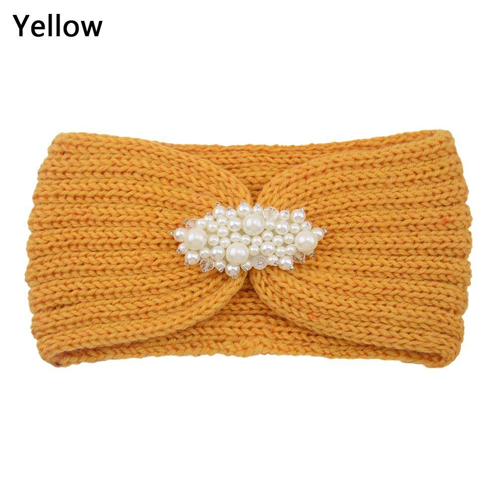 Жемчужная Вязаная Крючком Широкая Повязка на Голову Шапка-Тюрбан Вязаные Повязки на Голову