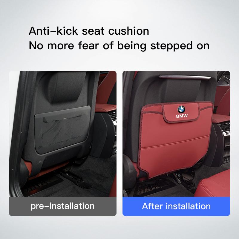 Leather Car Anti-Kick Mat With Storage Bag Auto Accsesories For BMW 50th Anniversary Edition E46 E53 E90 E60 E93 G01 G20 X3 F30