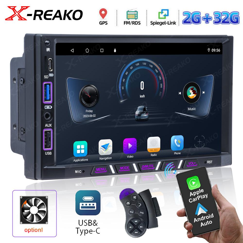 Reakosound 7'' Android Car Radio CarPlay Universal Car Gps Screen Adjustable 2 DIN Car Stereo Radio Navigation Player Head Unit