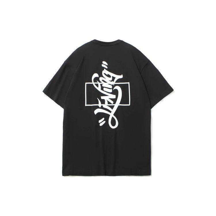 Li-Ning X Disney Joint Keith Haring Mickey Print Свободная футболка с короткими рукавами Мужские топы Черный AHSR501-1