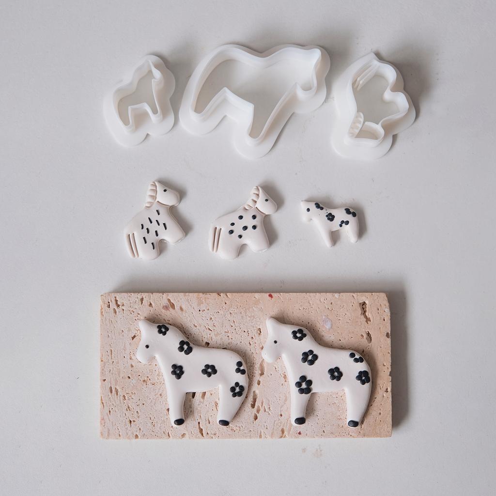 3pcs 'Little Horse' Year of The Horse Spring Festival Series Soft Clay High-Precision Cutter Molds,for Making Various Additions