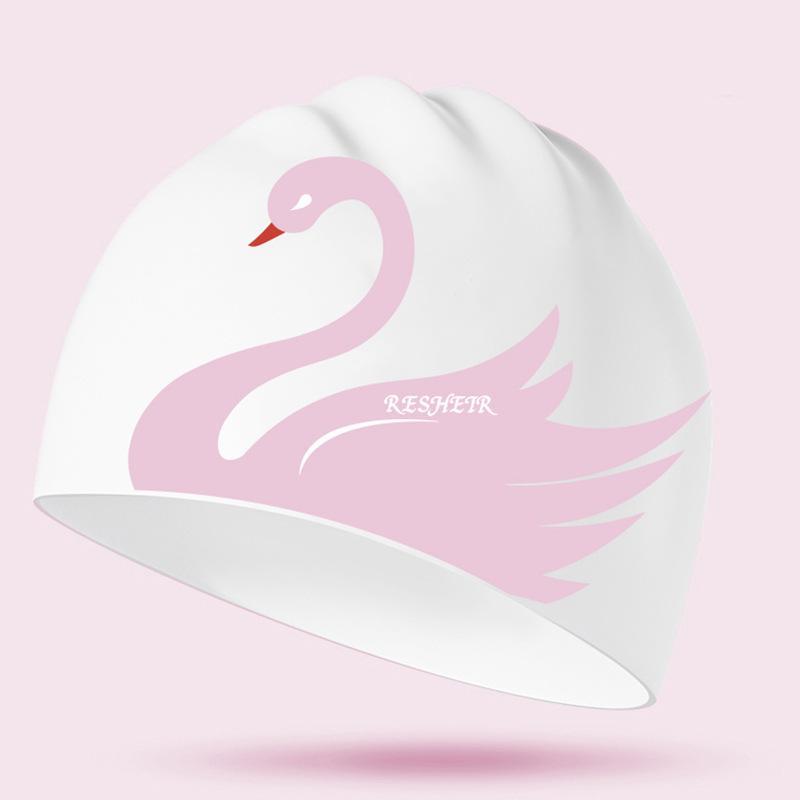 Силиконовая шапочка для плавания со свежим сладким цветочным принтом для женщин, модная шапочка для плавания с длинными волосами, защита ушей, аксессуары для бассейна