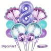 32inch Purple Number Shell Foil Balloon Girls Happy Birthday Balloons Set 1st 2nd 3rd 4th Birthday Balloon Set