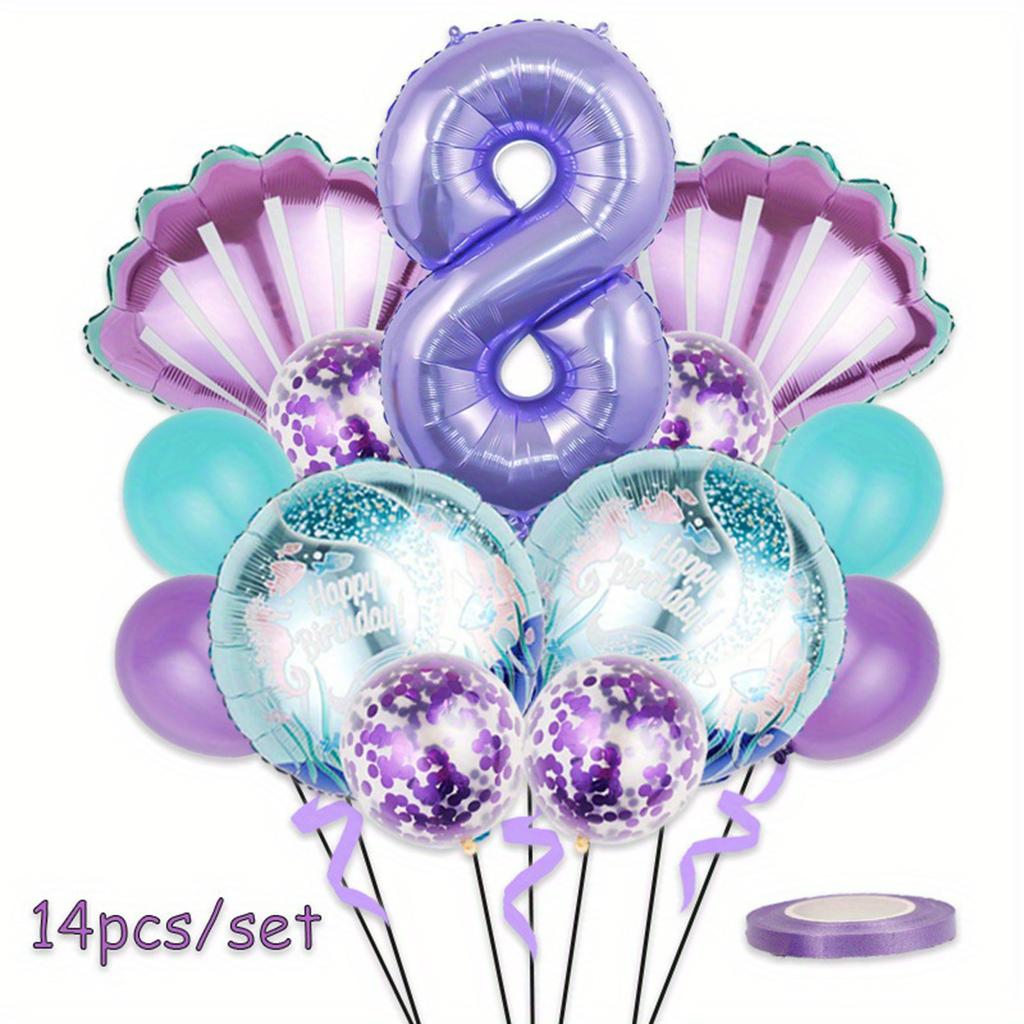 32inch Purple Number Shell Foil Balloon Girls Happy Birthday Balloons Set 1st 2nd 3rd 4th Birthday Balloon Set