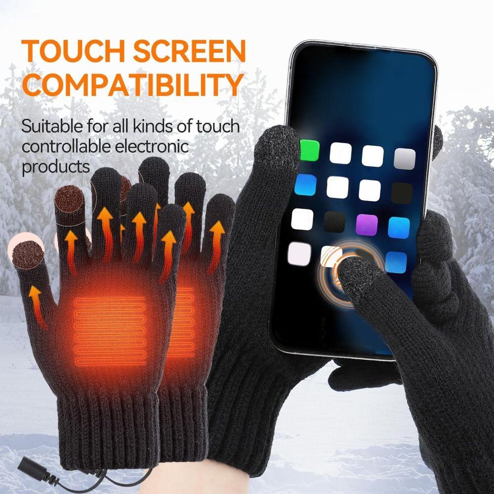 Winter USB Heated Gloves Warm Knitting Gloves New Winter Touchscreen Gloves for Indoor Outdoor