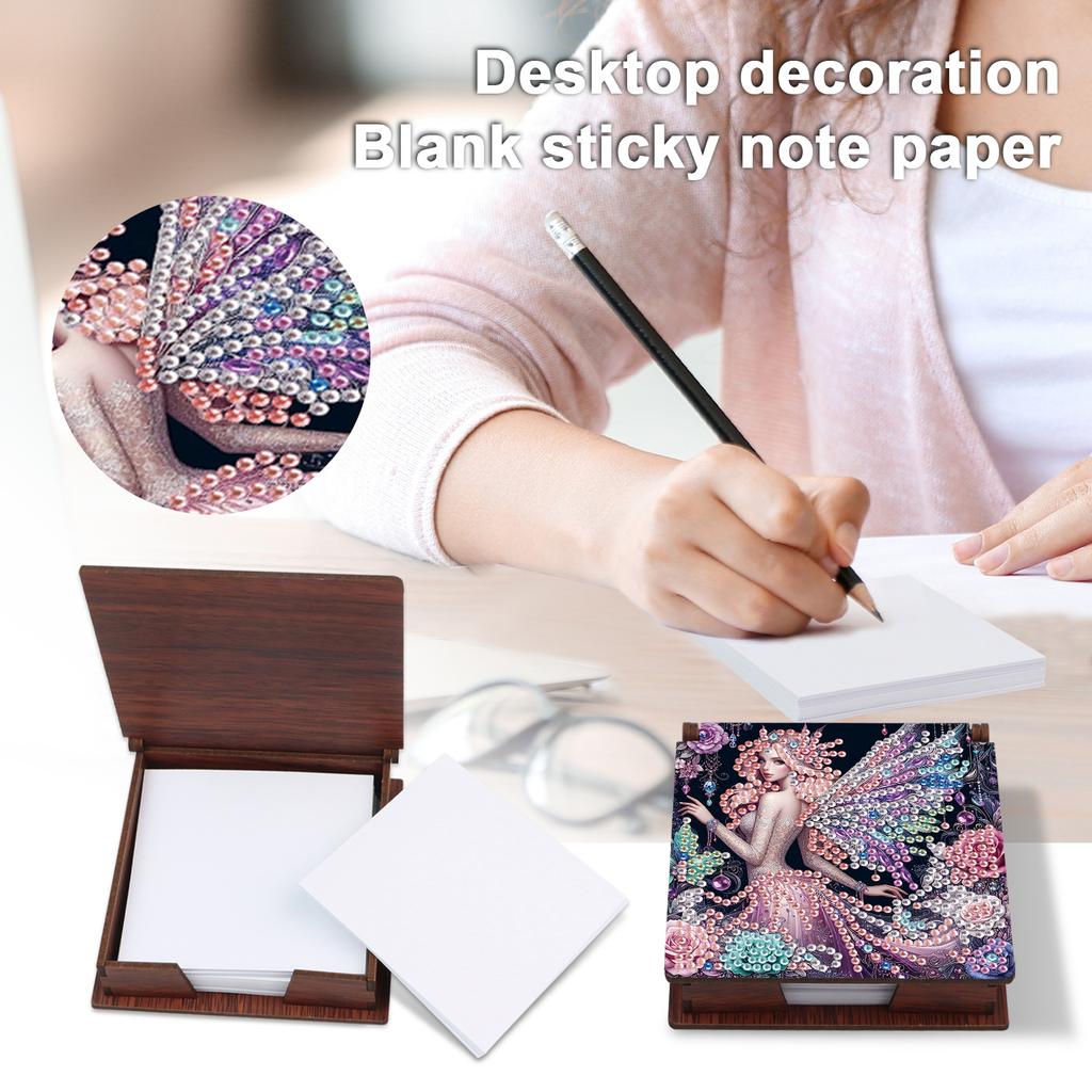 Деревянный DIY Набор для Алмазной Живописи Шкатулка для Заметок Содержит 160 Листов Бумаги Шкатулка для Хранения Заметок Алмазное Искусство для Офисного Стола