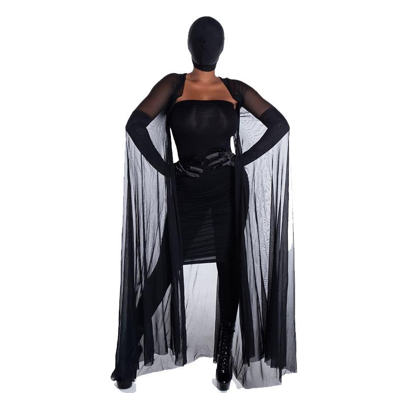 Новая маска на Хэллоуин, страшный призрак, свадебный костюм, сексуальное черное марлевое платье вампира для сцены