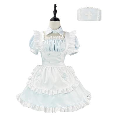 [CR ROLECOS] Светло-голубой костюм горничной, костюм медсестры, больших размеров, милая униформа горничной, костюм на Хэллоуин, женский, косплей горничной, милый, стиль минной ловушки, Кафе