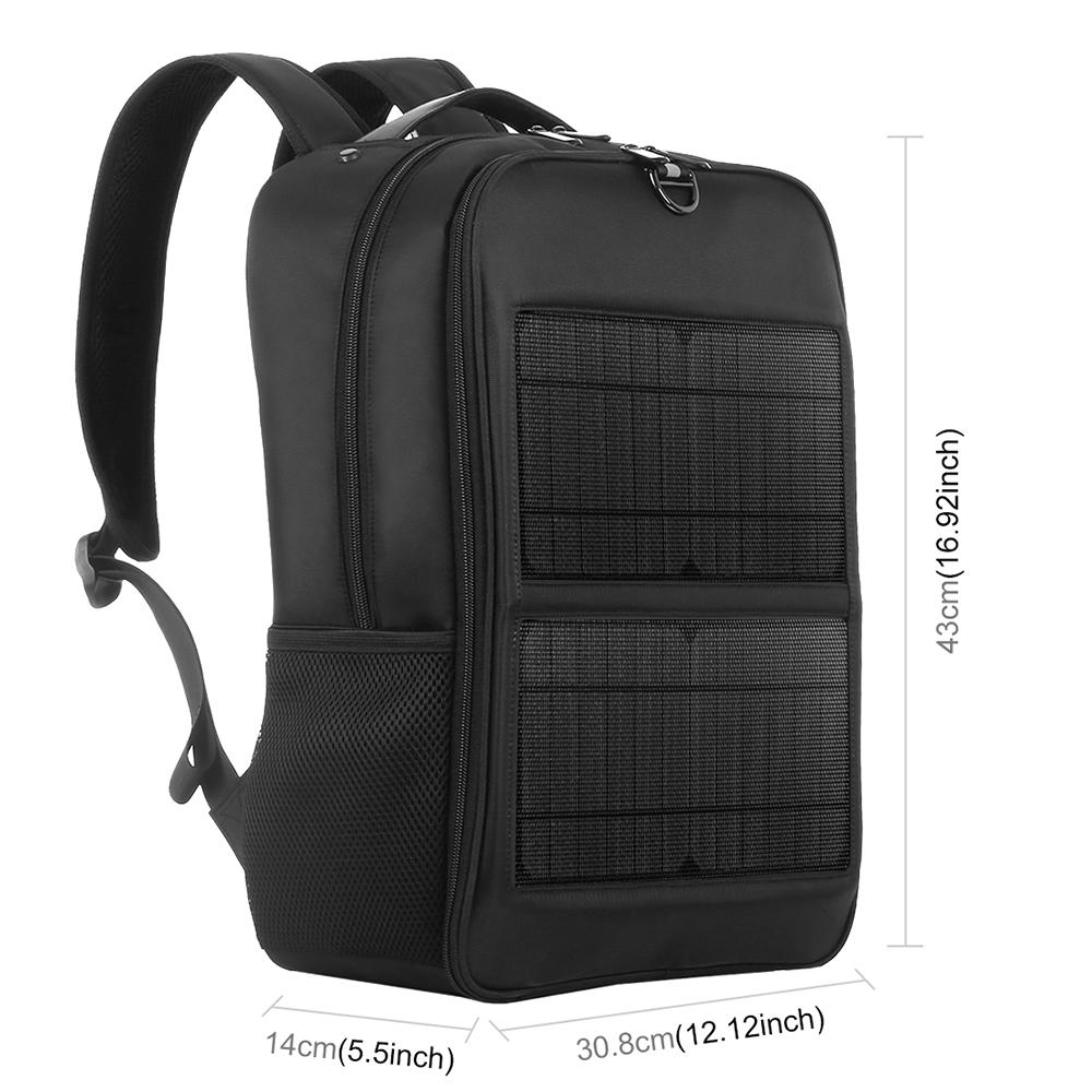 Solar Backpack with 14W Solar Panel Dual USB Port Waterproof Nylon Backpack for Outdoors
