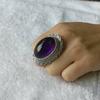 Amethyst Ring, 925 Sterling Silver Ring, Oval Gemstone Ring, Boho Band Ring, Heavy Ring, Handmade Jewelry Gift For Her, Party Wear Gift,