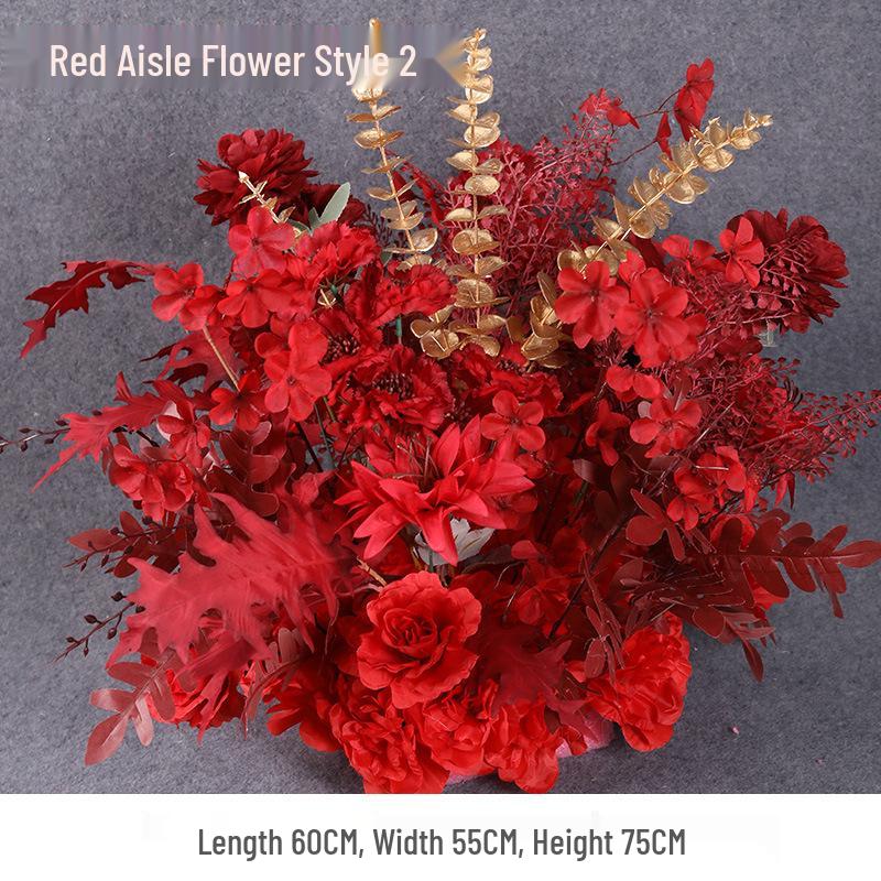 Свадебное цветочное оформление 2025: Сцена банкетного приема по случаю помолвки, Цветочные ряды для дороги/сцены, Цветы для арки, Искусственная имитация фона, Флористическое искусство.