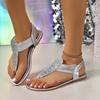 Women Summer Sandals Fashion Silver Rhinestones New Sandals Flat Outdoor Beach Sandals Women Casual Clip Toe Sandalias De Mujer