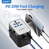 Universal Travel Adapter, PD 20w Fast Charge,Ain-0ne Global Wall Charer for Us,EU, UK. AU Asia Over 200+Countries