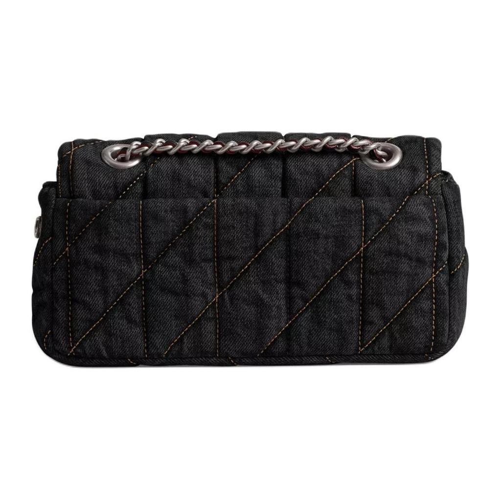 Coach Tabby 20 Metallic C Logo Charm Denim And Napa Leather Handbag Women handbag Silver Black CR701-LHBLK