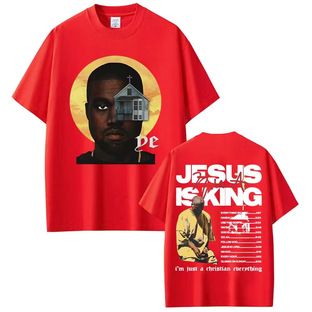 Рэпер Канье Уэст Jesus Is King Двусторонняя футболка Летняя Унисекс и Женская Хлопковая Одежда Хип-Хоп Мода Топ с коротким рукавом