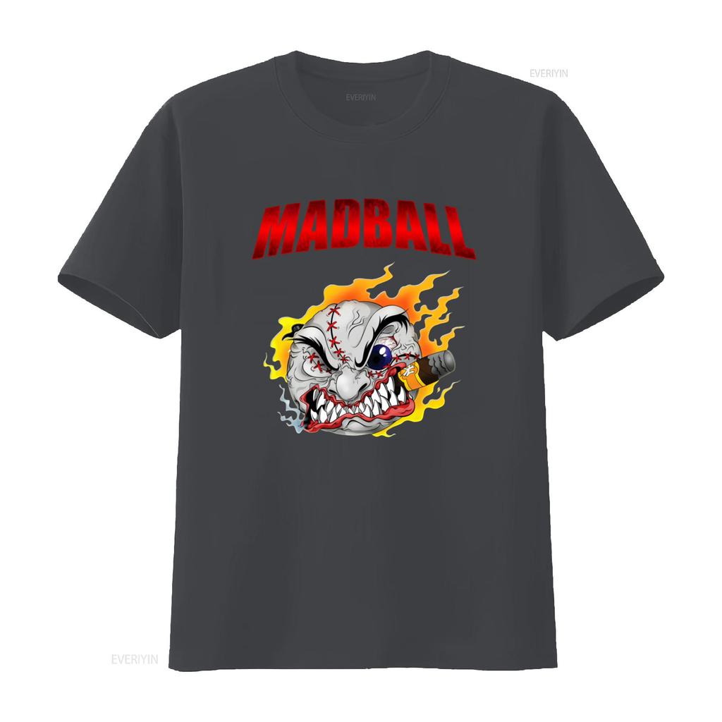 Футболка Madball Mad Ball с логотипом Уникальный дизайн с пламенным и жирным шрифтом Идеально подходит для любителей уличной моды винтажный Выстиранный