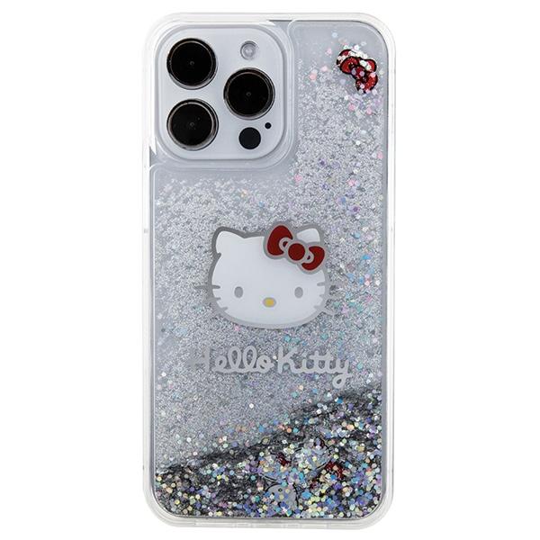 Hello Kitty HKHCP15XLIKHET iPhone 15 Pro Max 6.7" silver/silver hardcase Liquid Glitter Charms Kitty Head
