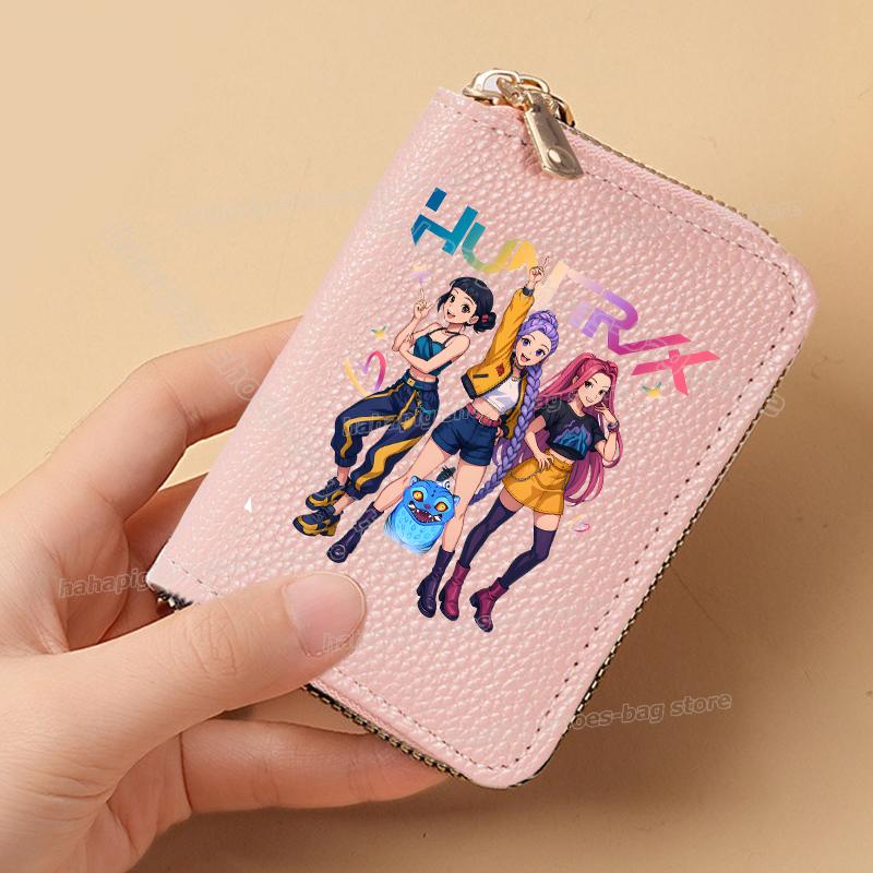 Идеальные K-Pop Охотники на Демонов Женские Короткие Кошельки Искусственная Кожа Держатель для Кредитных Карт Многослотовый Маленький Кошелек на Молнии Женский Клатч Кошелек для Мелочи