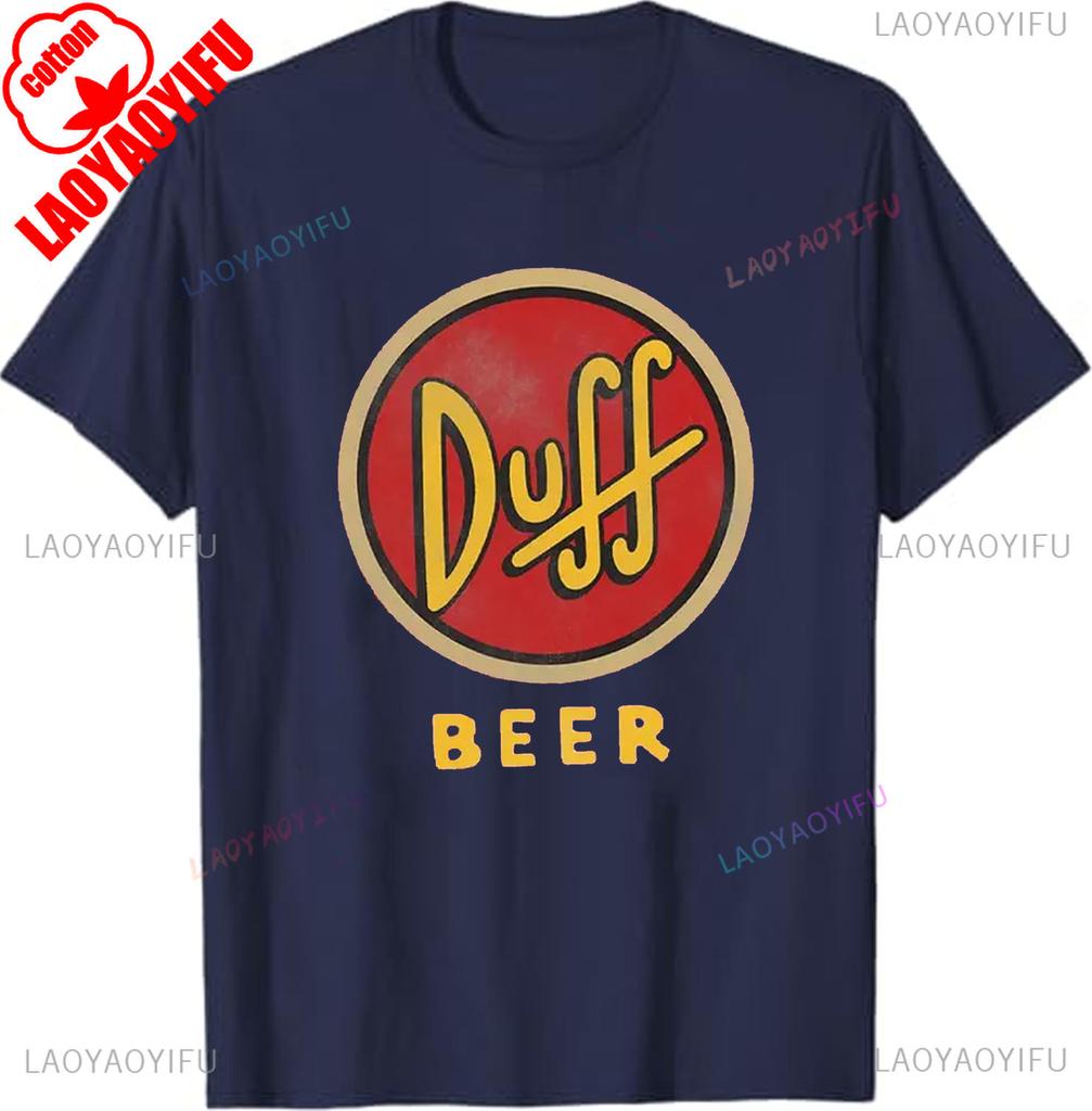 Унисекс футболка Duff Beer Подарок для фаната Бар Мо Выпивка Гомер Симпсон Даффмен Одежда Смешная футболка по ТВ-шоу Винтажный мультяшный мерч хлопок
