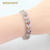 WPAITKYSWater Drop Silver Color Link Chain Bracelets For Women Blue Zircon Jewelry