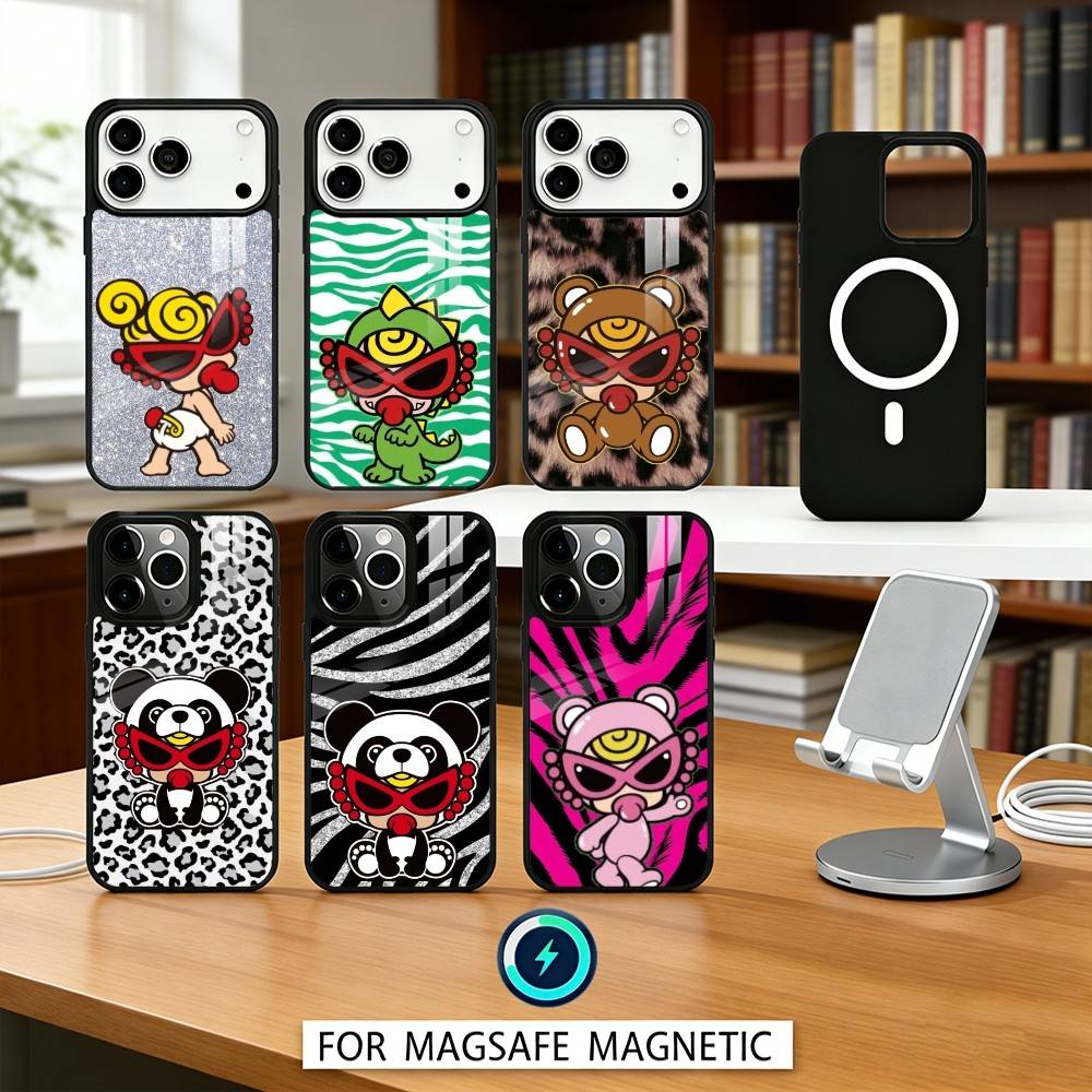 L-Leopard P-Print H-Hysteric M-Mini Phone Case Magnetic For iPhone17 16 15 14 13 12 Pro Max For Magsafe Wireless Charging Cover