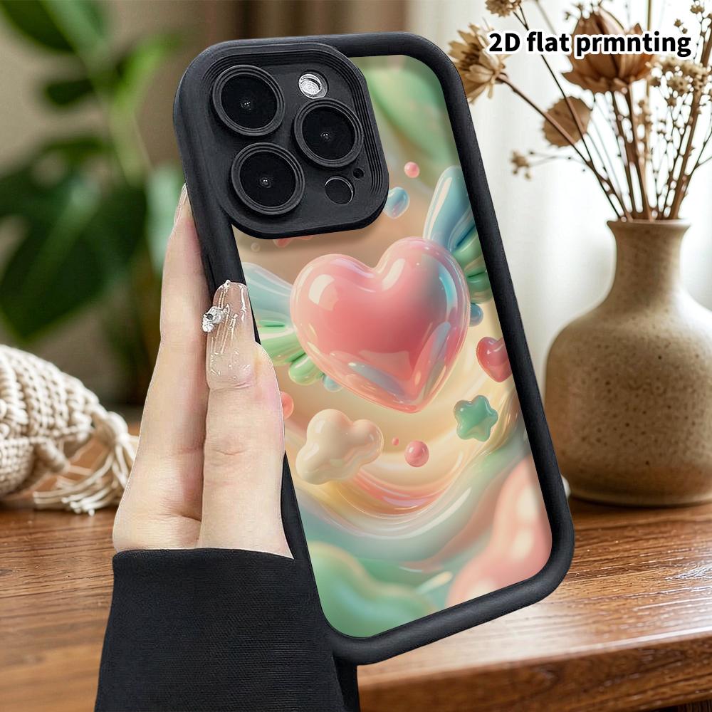 Чехол для телефона: 2D плоский дизайн, подходит для iPhone 18, 17, 16, 15, 14, 13 Pro, поставляется с крылатым сердцем, идеальный подарок на Рождество и Хэллоуин.