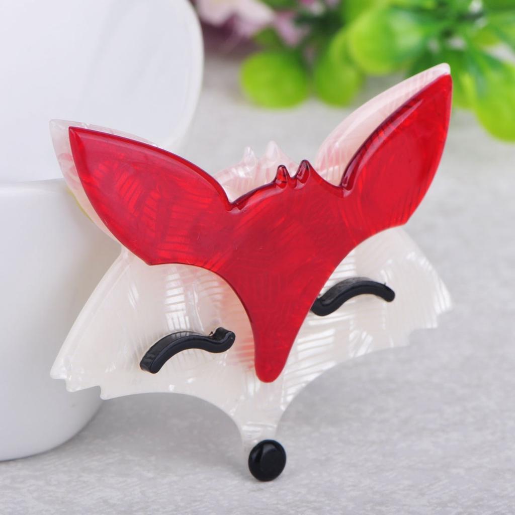 Lovely Red Fox Shape Brooches Striated Acrylic Jewelry For Children Girls Scarf Hat Bag Corsage Pin New Year Gift