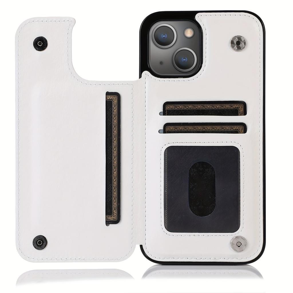 Чехол для телефона-кошелька с держателем для карт, чехол с подставкой для карт из искусственной кожи, двойной магнитной застежкой и прочным противоударным чехлом, для IPhone