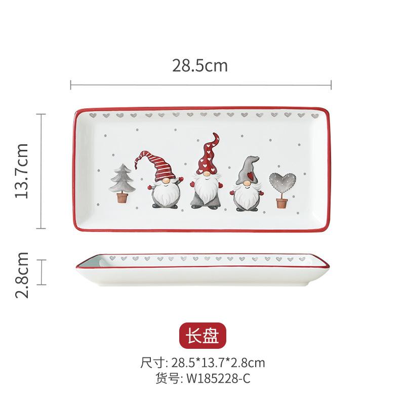 Креативные тарелки для мяса в западном стиле, прямоугольные керамические рельефные тарелки с изображением Санта-Клауса, бытовая посуда для послеобеденного чая и десертов