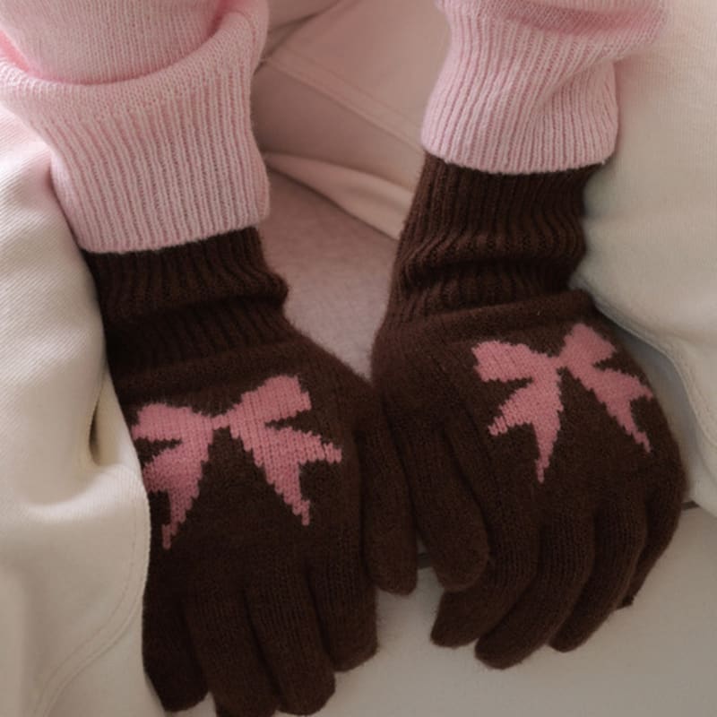 ALLINCOMPLETE Ribbon Wool Gloves (10 Colors)