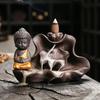 1pc, The Buddha Ceramic Handicrafts Lotus for Home Ornaments Backflow Incense Burner Handmade Purple Clay Holder Without Incense
