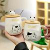 Creative Cartoon Ceramic Cup With Lid and Spoon Cute and Different Cups of Coffee Breakfast Milk Coffee Cup Office Cat Mug Mugs