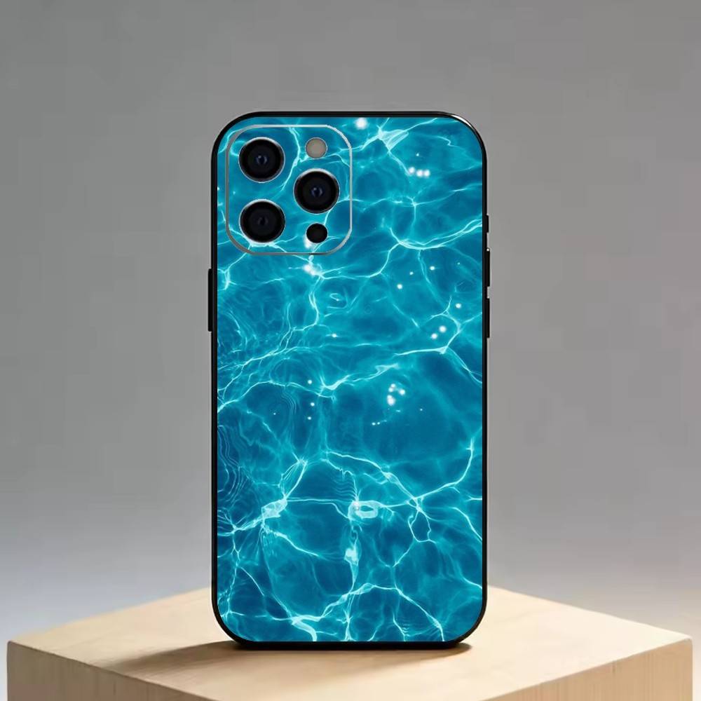 Узоры морской воды Чехол для телефона для iPhone 17, 16, 15, 14, 13, 12, 11 Plus, Pro Max, Другие Мягкий черный чехол