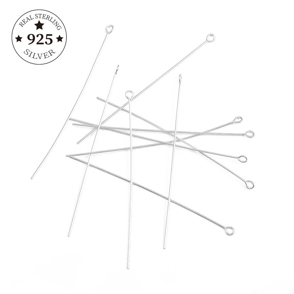 925 Sterling Silver Ball Head Pins Needles 9 Eye Pins T Shape Heads Pins Beads Earring Jewelry Findings Ornament Jewelry Making