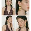Yhpup Stainless Steel Stripe Round Drop Earrings Waterproof Metal PVD Plated Versatile Daily Gold Color Jewelry Accessories