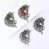 1/4Pcs Retro Style Brooch Sparkling Rhinestones Inlaid Horse Head Design Pin Clothes Hats Bags Badge Horse Year Zodiac Accessories