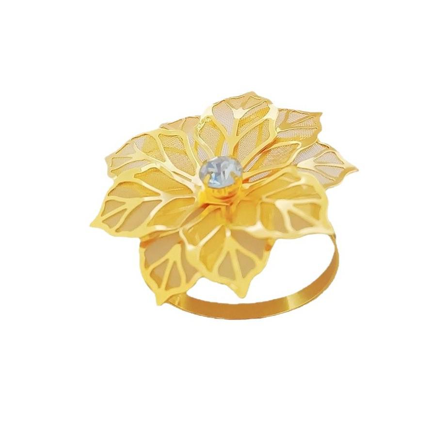 Изысканные медные кольца для салфеток с цветком из стразов для отелей и мероприятий