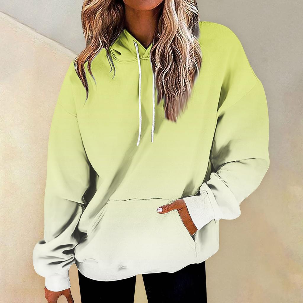 Женская мода Повседневные Универсальные Повседневные толстовки с круглым вырезом Графика Повседневные с длинным рукавом Градиент Лоскутная верхняя одежда с принтом Толстовки