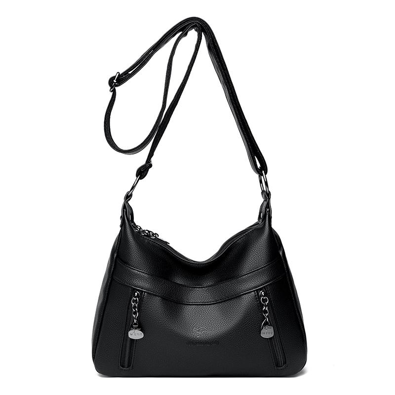 Large Capacity Middle-Aged Mother Bag Women's Multi-Layer Shoulder Bag Soft Leather Crossbody Bag Mobile Phone Bag