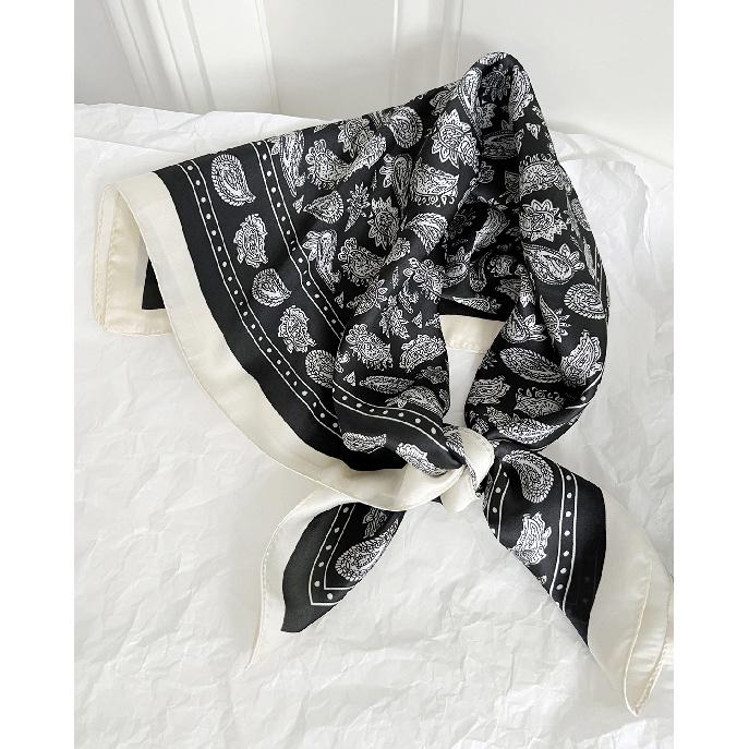 Spring New Vintage Fashionable Totem Silk Scarf Headscarf Women'S Versatile Cashew Flower Scarf Spring Summer Autumn Square Scarf