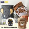 Felt Animal Toy Storage Bucket Cartoon Animal Large Portable Dirty Clothes Shoes Organizer Sundries Folding Storage Box Containe