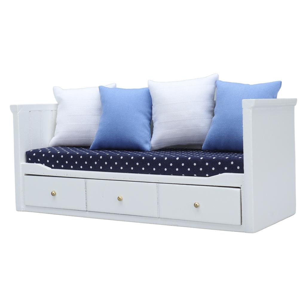 1:12 Dollhouse Sofa Toys Mini Wooden Furniture Model Dollhouse Bedroom Living Room Decoration