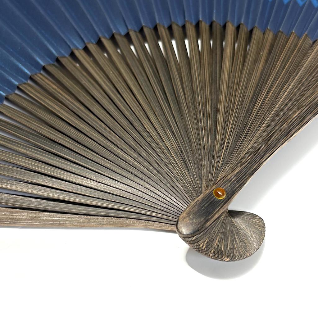 Folding Fan with Milky and Hemp Leaf Single Blue [Hana Kanzashi] Men's Way, Tanabata, Designs, Paper-Pasted, Large, Item,