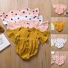 Infant Newborn Baby Girls Flare Sleeve Cartoon Bodysuit Romper Clothes Outfit