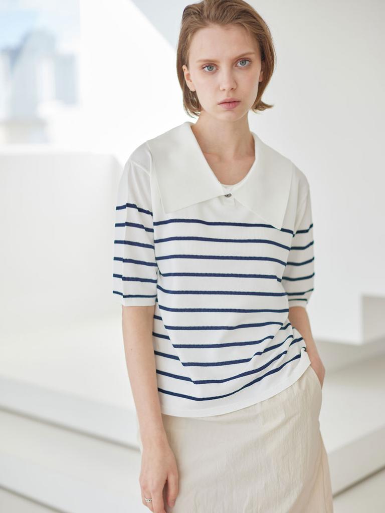 AYIHOLIC CASHMERE Двустороннее поло с воротником-стойкой в морском стиле