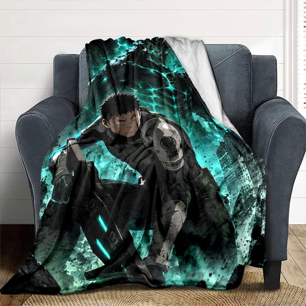 kaiju no 8 Print Flannel Blanket High Quality Warm Comfortable Cover for All Seasons Perfect for Gifts Home Decor