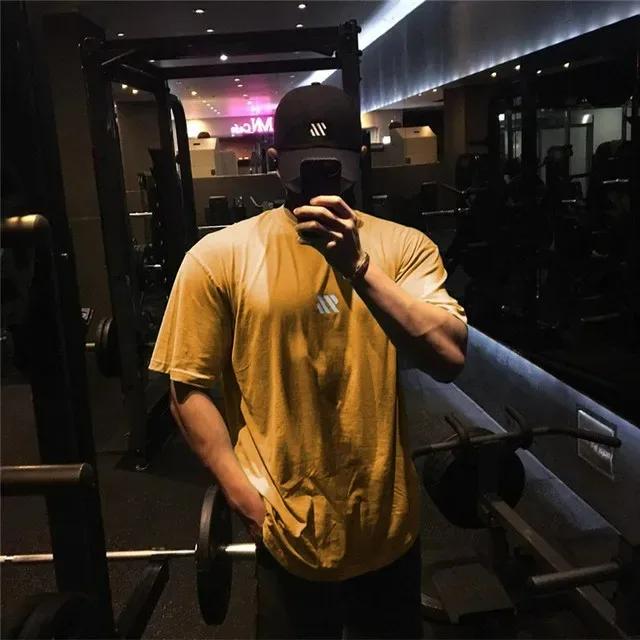 Men Short Sleeve Cotton T-Shirt Oversized Sports Tshirt Gym Fitness Loose Running T Shirt Male Training Brand Women Clothing Top