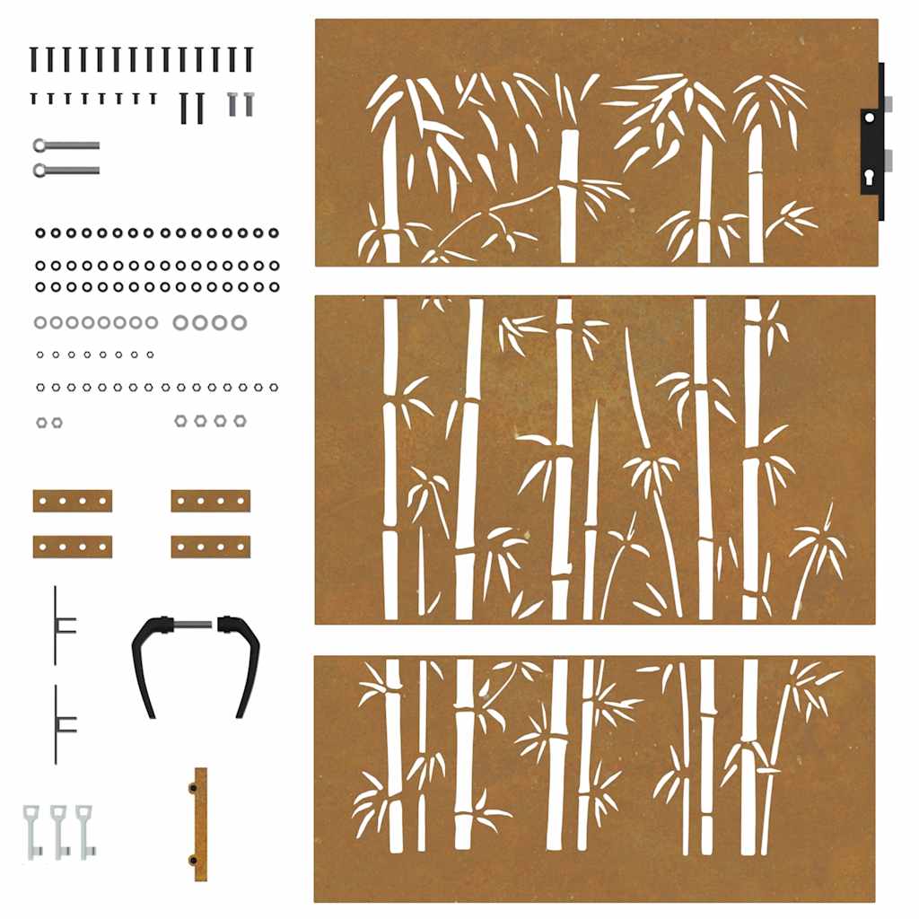 Garden Gate 85 x 125 cm Corten Steel Bamboo Design