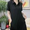 Women's Summer Knee Over Hip Long Solid Color T-shirt Skirt Casual Polo Dress